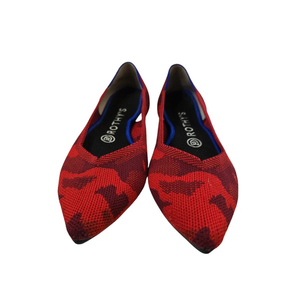 Rothy's The Point Red Camo Pointed Toe Flats Size W7 - Picture 5 of 9